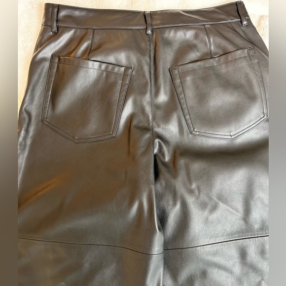 Vegan leather black pants, L-XL, high-waisted, wide legs, Grunge Streetwear - Picture 9 of 9